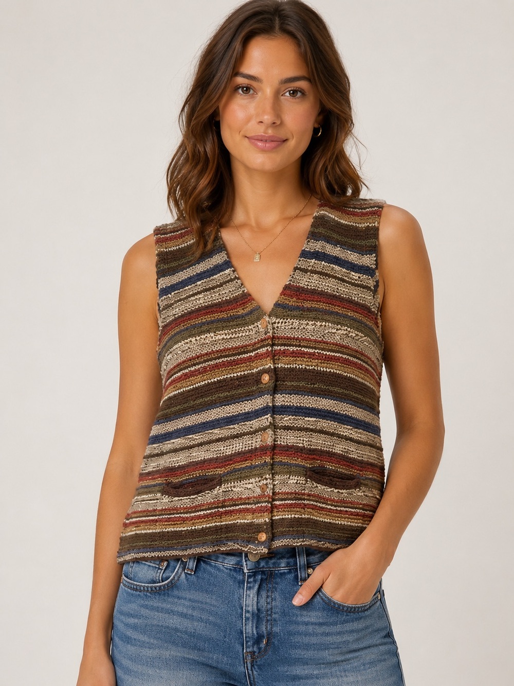 Jacques & KoKo Vintage Knit Acrylic Wool Grandpa Vest Size 26/28 Cozy Warm Plus
